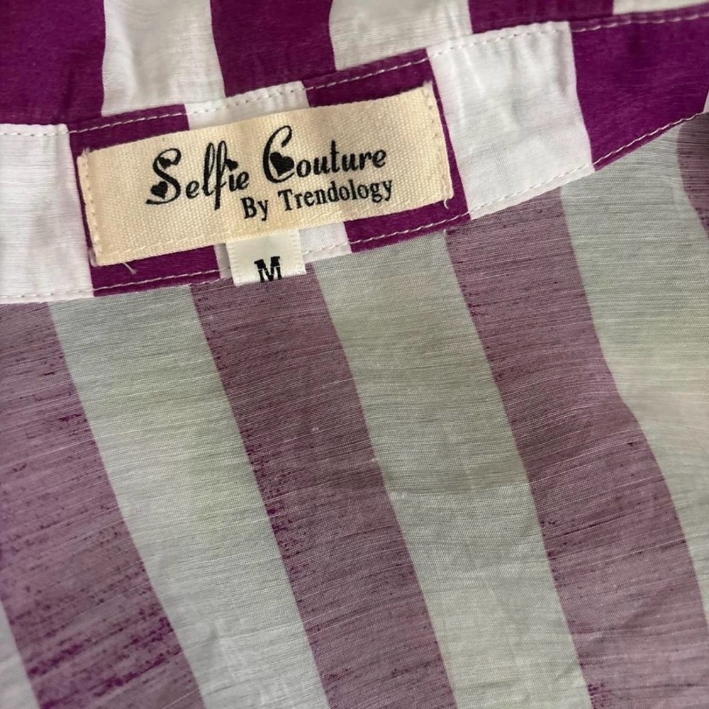 Source Unknown Purple and White Striped Button Down Shirt - Picture 4 of 6